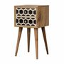 Night tables - Artisan Furniture Solid Wood Mini Bone Inlay Pattern 2 Drawers Nightstand, Oak - ARTISAN FURNITURE
