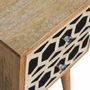 Night tables - Artisan Furniture Solid Wood Mini Bone Inlay Pattern 2 Drawers Nightstand, Oak - ARTISAN FURNITURE