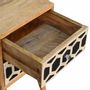 Night tables - Artisan Furniture Solid Wood Mini Bone Inlay Pattern 2 Drawers Nightstand, Oak - ARTISAN FURNITURE