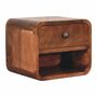Night tables - Artisan Furniture Solid Wood Mini Honey Caramel Wall Mounted Nightstand with Open Slot, 1 Drawer, Brown - ARTISAN FURNITURE