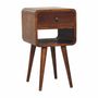 Tables de nuit - Artisan Furniture en bois massif Mini Châtaigne Courbe Lower Table de chevet, 1 Tiroir and Open Niche, Dark Marron - ARTISAN FURNITURE