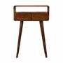 Consoles - Artisan Furniture en bois massif Mini Châtaigne Console, 2 Tiroirs and Open Niche, Dark Marron - ARTISAN FURNITURE
