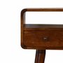 Consoles - Artisan Furniture en bois massif Mini Châtaigne Console, 2 Tiroirs and Open Niche, Dark Marron - ARTISAN FURNITURE