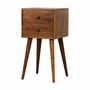Tables de nuit - Artisan Furniture en bois massif Mini Châtaigne Table de chevet, 2 Tiroirs, Dark Marron - ARTISAN FURNITURE