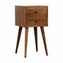 Tables de nuit - Artisan Furniture en bois massif Mini Châtaigne Table de chevet, 2 Tiroirs, Dark Marron - ARTISAN FURNITURE