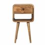 Tables de nuit - Artisan Furniture en bois massif Mini Chêne clair Courbe Lower Table de chevet, 1 Tiroir et Niche ouverte, Beige - ARTISAN FURNITURE