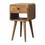 Tables de nuit - Artisan Furniture en bois massif Mini Chêne clair Courbe Lower Table de chevet, 1 Tiroir et Niche ouverte, Beige - ARTISAN FURNITURE