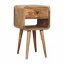 Tables de nuit - Artisan Furniture en bois massif Mini Chêne clair Courbe Lower Table de chevet, 1 Tiroir et Niche ouverte, Beige - ARTISAN FURNITURE