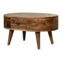 Tables basses - Artisan Furniture en bois massif Mini Chêne clair Arrondi Table basse, 2 Tiroirs, Marron - ARTISAN FURNITURE