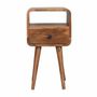 Night tables - Artisan Furniture Solid Wood Mini Oak-ish Curve Open Nightstand, 1 Drawer and Open Slot, Beige - ARTISAN FURNITURE