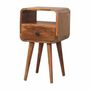 Night tables - Artisan Furniture Solid Wood Mini Oak-ish Curve Open Nightstand, 1 Drawer and Open Slot, Beige - ARTISAN FURNITURE