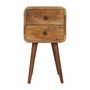 Night tables - Artisan Furniture Solid Wood Mini Oak-ish Curved Nightstand, 2 Drawers, Beige - ARTISAN FURNITURE