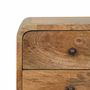 Night tables - Artisan Furniture Solid Wood Mini Oak-ish Curved Nightstand, 2 Drawers, Beige - ARTISAN FURNITURE