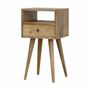 Tables de nuit - Artisan Furniture en bois massif Mini Chêne clair Table de chevet, 1 Tiroir et Niche ouverte, Beige - ARTISAN FURNITURE