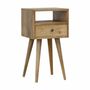 Tables de nuit - Artisan Furniture en bois massif Mini Chêne clair Table de chevet, 1 Tiroir et Niche ouverte, Beige - ARTISAN FURNITURE
