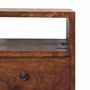 Night tables - Artisan Furniture Solid Wood Mini Classic Chestnut Nightstand, 2 Drawers and Open Slot, Dark Brown - ARTISAN FURNITURE