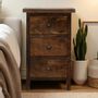 Night tables - Artisan Furniture Solid Wood Mini Classic Grey Country Nightstand, 3 Drawers, Dark Brown - ARTISAN FURNITURE