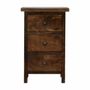 Night tables - Artisan Furniture Solid Wood Mini Classic Grey Country Nightstand, 3 Drawers, Dark Brown - ARTISAN FURNITURE