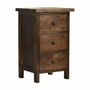 Night tables - Artisan Furniture Solid Wood Mini Classic Grey Country Nightstand, 3 Drawers, Dark Brown - ARTISAN FURNITURE