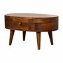 Coffee tables - Artisan Furniture Solid Wood Mini Chestnut Rounded Coffee Table, 2 Drawer, Dark Brown - ARTISAN FURNITURE