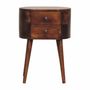 Night tables - Artisan Furniture Solid Wood Mini Chestnut Rounded Nightstand Table, 2 Drawers, Dark Brown - ARTISAN FURNITURE