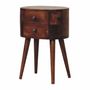 Night tables - Artisan Furniture Solid Wood Mini Chestnut Rounded Nightstand Table, 2 Drawers, Dark Brown - ARTISAN FURNITURE