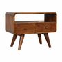 Meubles TV - Artisan Furniture en bois massif Mini Commodenut Courbé Meuble TV, 2 Tiroirs et Niche ouverte, Marron Foncé - ARTISAN FURNITURE