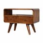 Meubles TV - Artisan Furniture en bois massif Mini Commodenut Courbé Meuble TV, 2 Tiroirs et Niche ouverte, Marron Foncé - ARTISAN FURNITURE