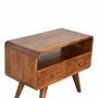 Meubles TV - Artisan Furniture en bois massif Mini Commodenut Courbé Meuble TV, 2 Tiroirs et Niche ouverte, Marron Foncé - ARTISAN FURNITURE