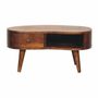 Tables basses - Artisan Furniture en bois massif Mini Commodenut Ondulé Table basse, 1 Tiroir et Niche ouverte, Marron Foncé - ARTISAN FURNITURE