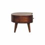Tables basses - Artisan Furniture en bois massif Mini Commodenut Ondulé Table basse, 1 Tiroir et Niche ouverte, Marron Foncé - ARTISAN FURNITURE