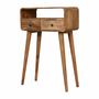 Consoles - Artisan Furniture en bois massif Mini Courbé Chêne clair Console, 2 Tiroirs et Niche ouverte, Marron - ARTISAN FURNITURE