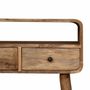Consoles - Artisan Furniture en bois massif Mini Courbé Chêne clair Console, 2 Tiroirs et Niche ouverte, Marron - ARTISAN FURNITURE