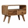 Meubles TV - Artisan Furniture en bois massif Mini Courbé Chêne clair Meuble TV, 2 Tiroirs et Niche ouverte, Marron - ARTISAN FURNITURE