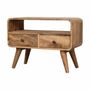 Meubles TV - Artisan Furniture en bois massif Mini Courbé Chêne clair Meuble TV, 2 Tiroirs et Niche ouverte, Marron - ARTISAN FURNITURE