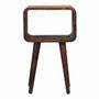 Night tables - Artisan Furniture Solid Wood Mini Curved Chestnut Nightstand, Open Shelf, Dark Brown - ARTISAN FURNITURE