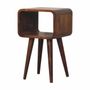 Night tables - Artisan Furniture Solid Wood Mini Curved Chestnut Nightstand, Open Shelf, Dark Brown - ARTISAN FURNITURE