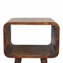 Night tables - Artisan Furniture Solid Wood Mini Curved Chestnut Nightstand, Open Shelf, Dark Brown - ARTISAN FURNITURE