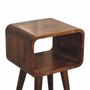 Night tables - Artisan Furniture Solid Wood Mini Curved Chestnut Nightstand, Open Shelf, Dark Brown - ARTISAN FURNITURE