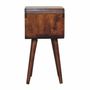 Night tables - Artisan Furniture Solid Wood Mini Curved Chestnut Nightstand, Open Shelf, Dark Brown - ARTISAN FURNITURE
