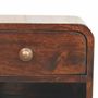 Night tables - Artisan Furniture Solid Wood Mini Curved California Walnut Wall Mounted Nightstand with Open Slot, 1 Drawer, Dark Brown - ARTISAN FURNITURE