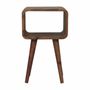 Tables de nuit - Artisan Furniture en bois massif Mini Courbé Ouvert Table de chevet, Niche ouverte, Marron Clair - ARTISAN FURNITURE