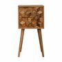 Tables de nuit - Artisan Furniture en bois massif Mini Cube Carved 2 Tiroir Table de chevet, Marron - ARTISAN FURNITURE