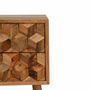 Tables de nuit - Artisan Furniture en bois massif Mini Cube Carved 2 Tiroir Table de chevet, Marron - ARTISAN FURNITURE
