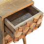 Tables de nuit - Artisan Furniture en bois massif Mini Cube Carved 2 Tiroir Table de chevet, Marron - ARTISAN FURNITURE