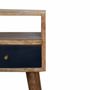 Night tables - Artisan Furniture Solid Wood Mini Navy Blue Hand Painted Nightstand, 1 Drawer and Open Shelf, Light Brown - ARTISAN FURNITURE