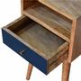 Night tables - Artisan Furniture Solid Wood Mini Navy Blue Hand Painted Nightstand, 1 Drawer and Open Shelf, Light Brown - ARTISAN FURNITURE