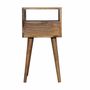 Night tables - Artisan Furniture Solid Wood Mini Navy Blue Hand Painted Nightstand, 1 Drawer and Open Shelf, Light Brown - ARTISAN FURNITURE