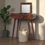 Autres tables  - Artisan Furniture en bois massif Mini Rond Commodenut coiffeuse pliante, 4 Rangement Compartments avec Miroir, Marron Foncé - ARTISAN FURNITURE