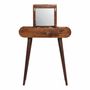 Autres tables  - Artisan Furniture en bois massif Mini Rond Commodenut coiffeuse pliante, 4 Rangement Compartments avec Miroir, Marron Foncé - ARTISAN FURNITURE